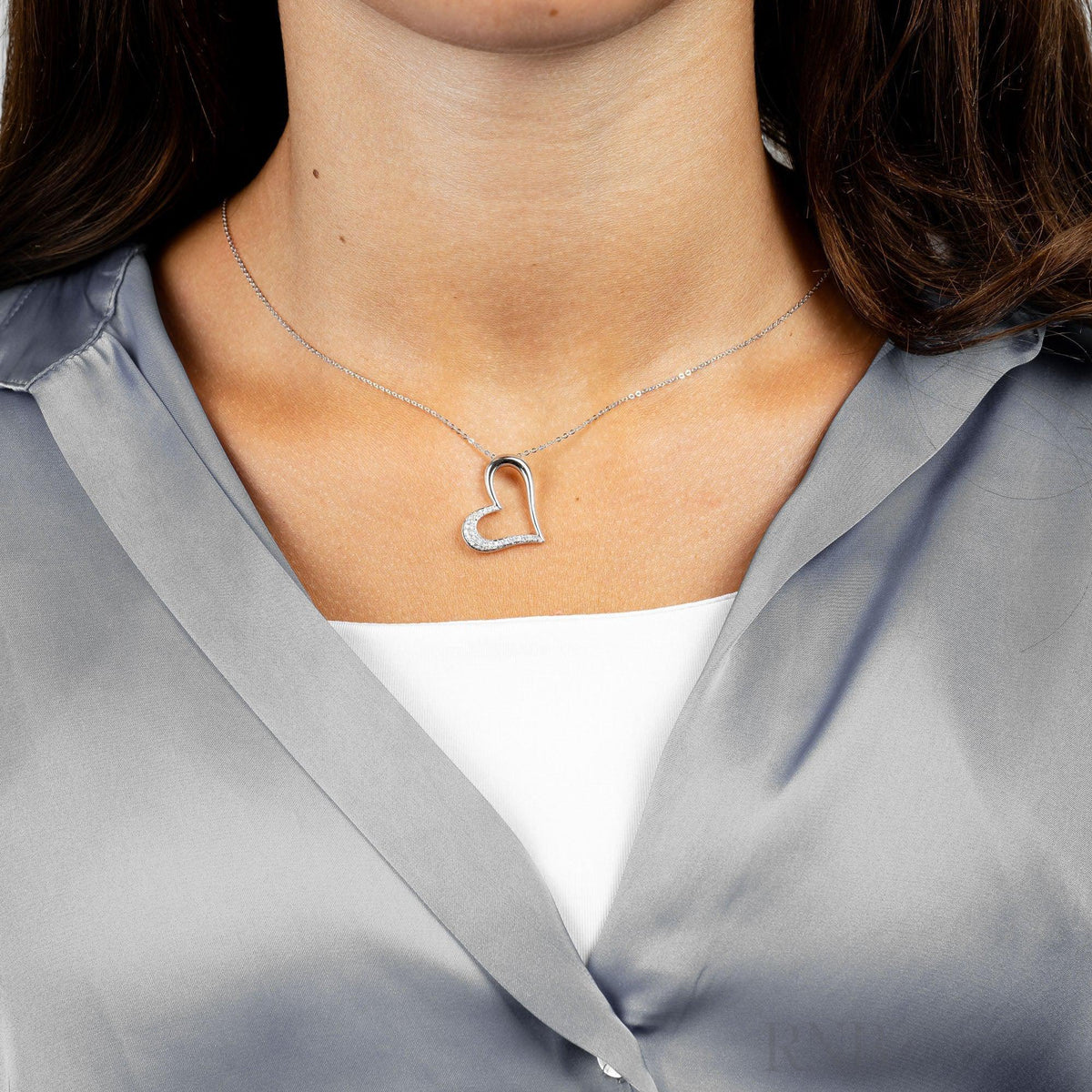 Slanted Heart Diamond Pendant