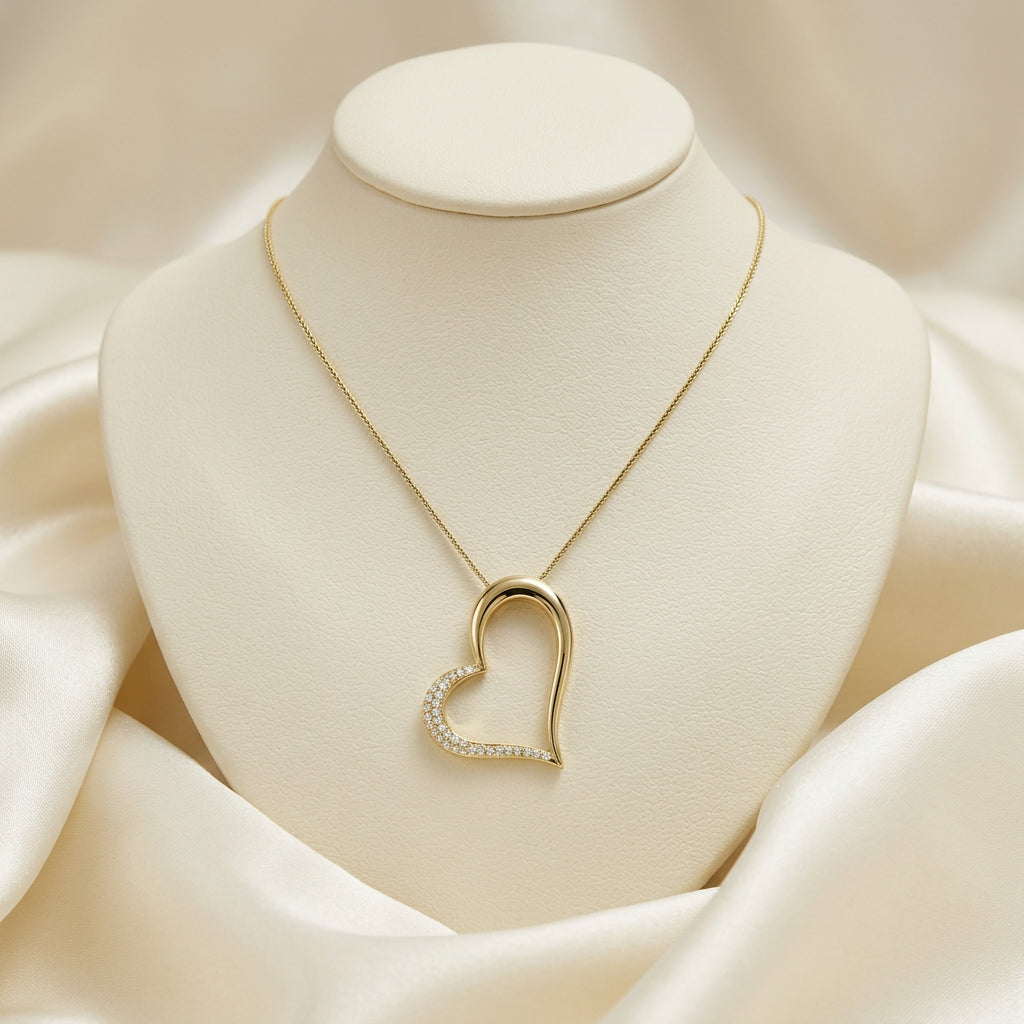 Slanted Heart Diamond Pendant