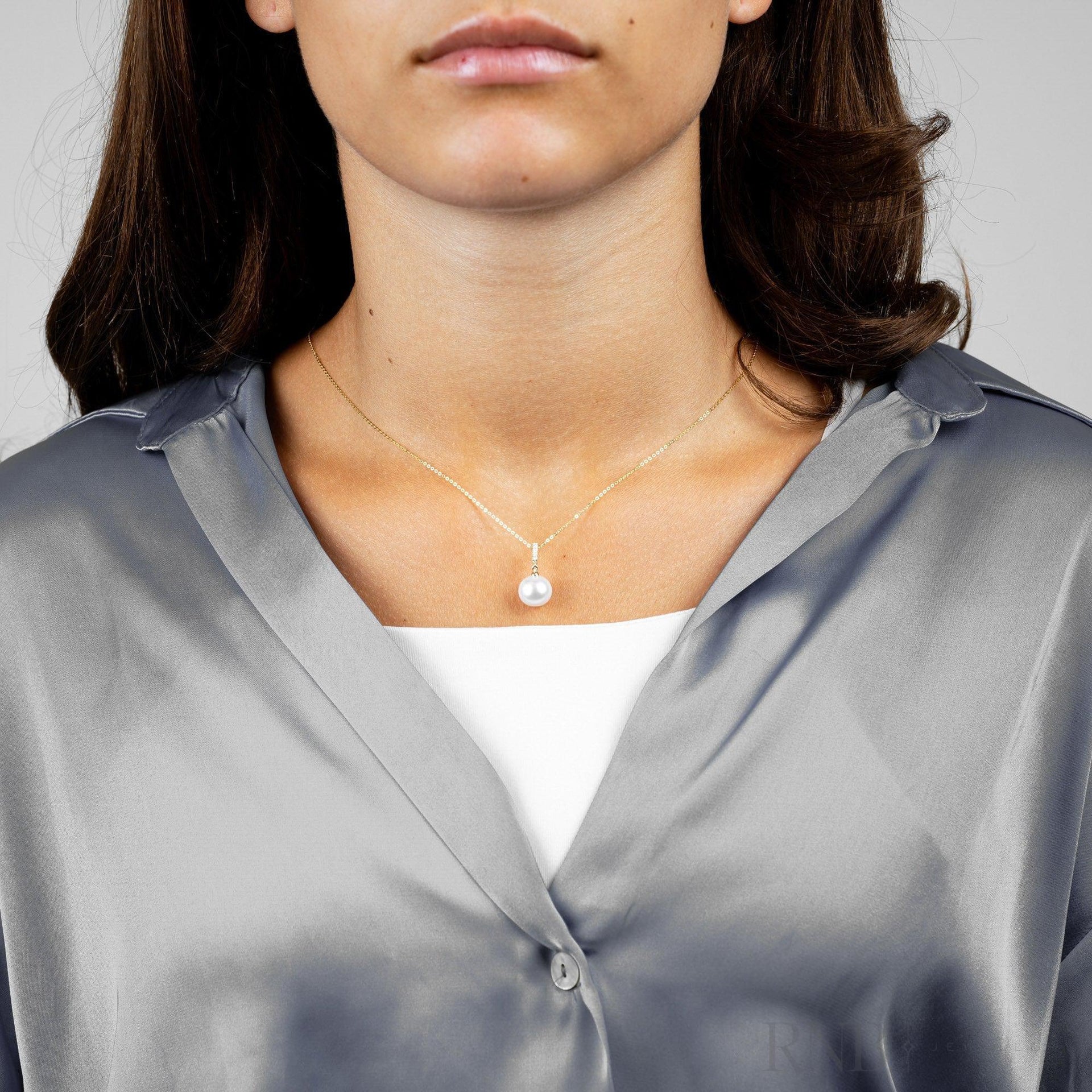 Cultured  Pearl & Diamond Bail Pendant