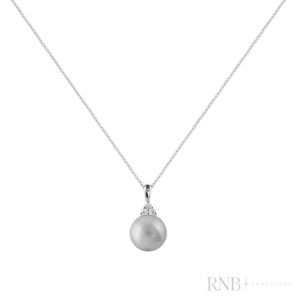 Cultured  Pearl & Trinity Diamond Pendant