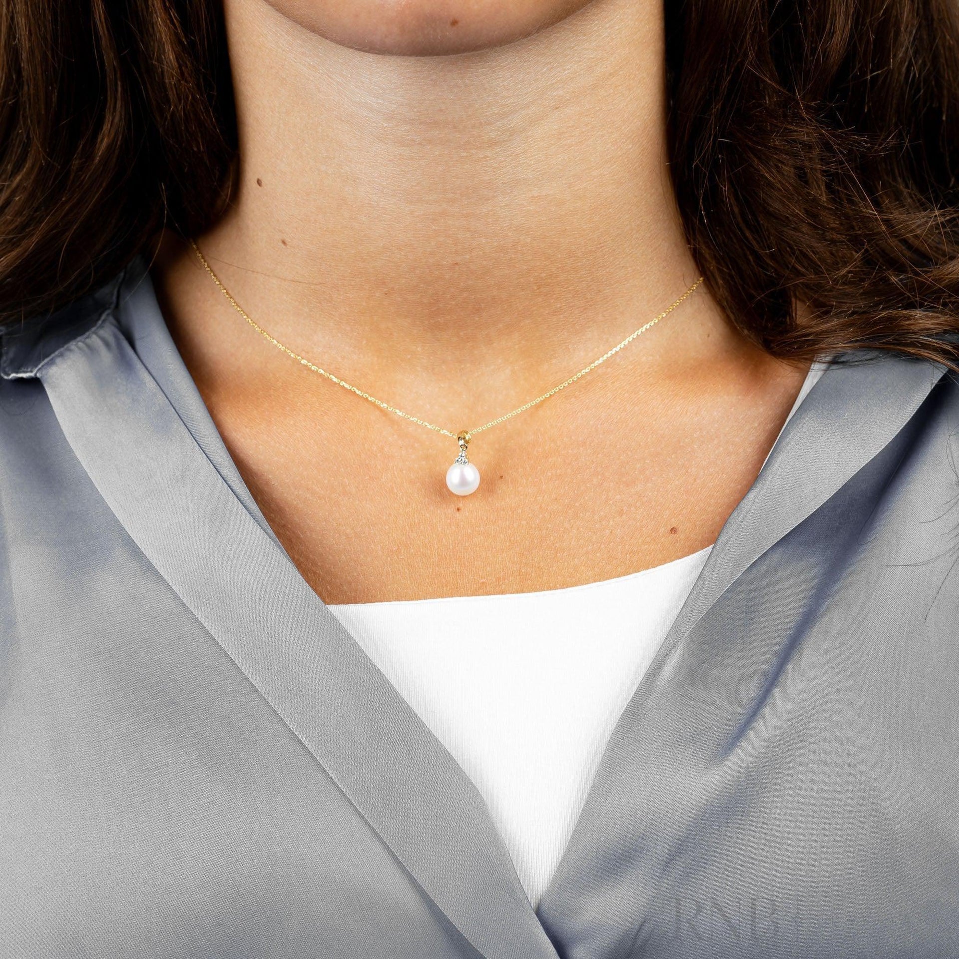 Cultured  Pearl & Trinity Diamond Pendant