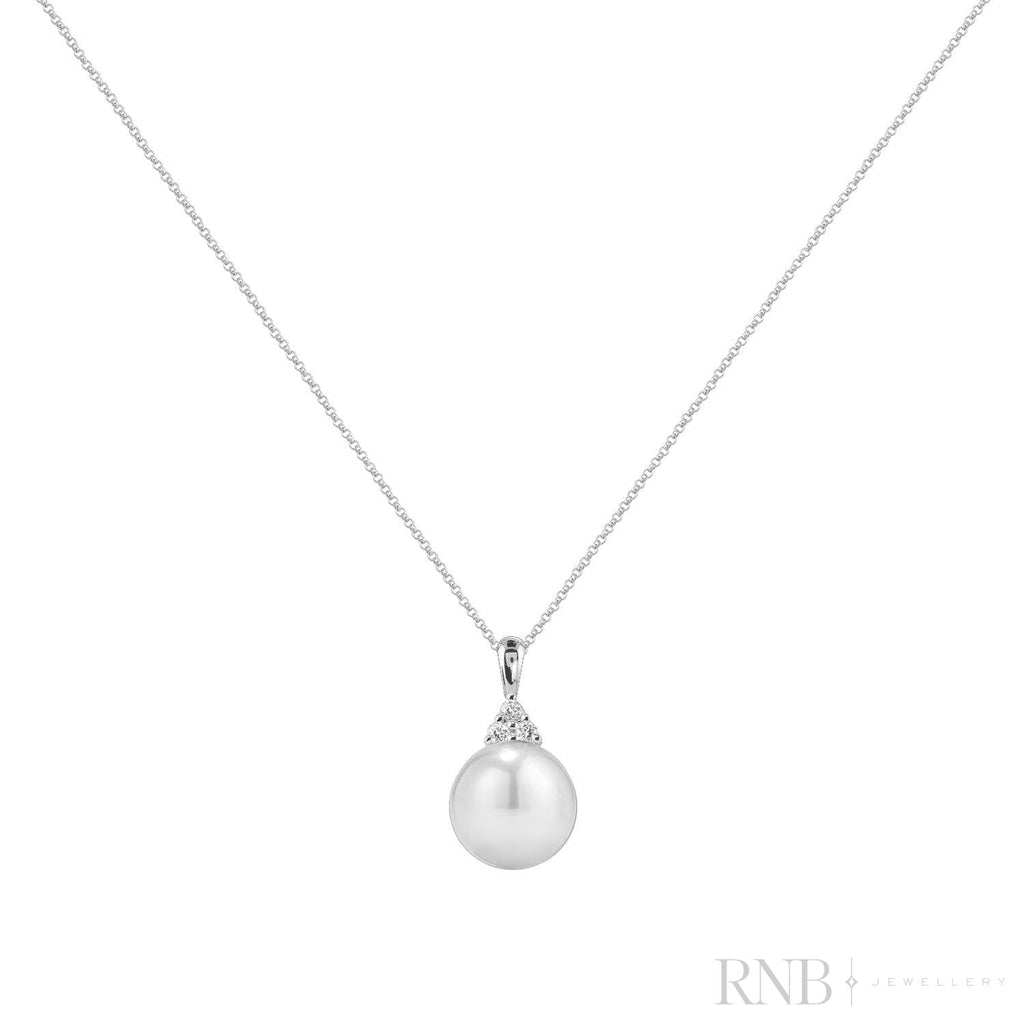 Cultured  Pearl & Trinity Diamond Pendant