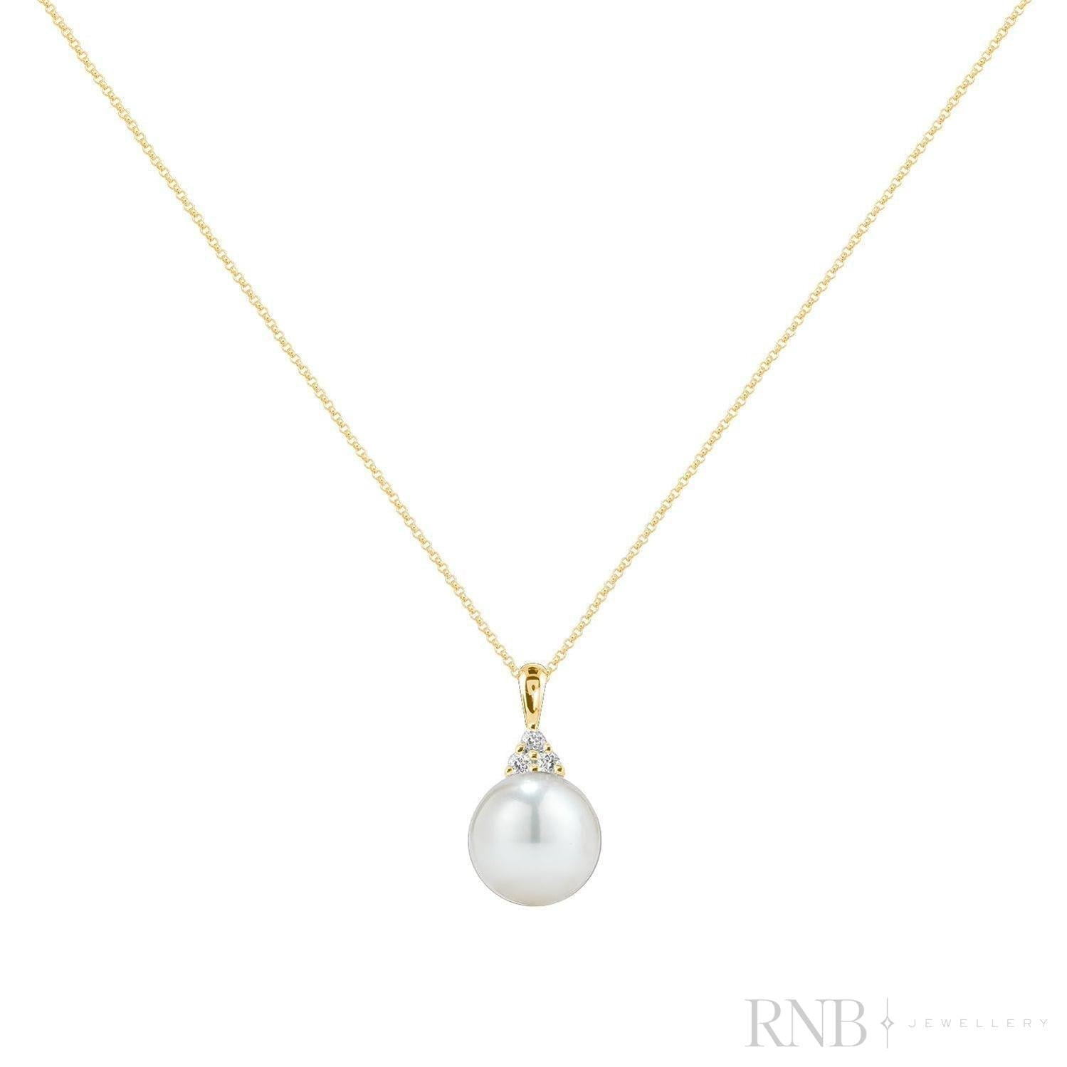 Cultured  Pearl & Trinity Diamond Pendant