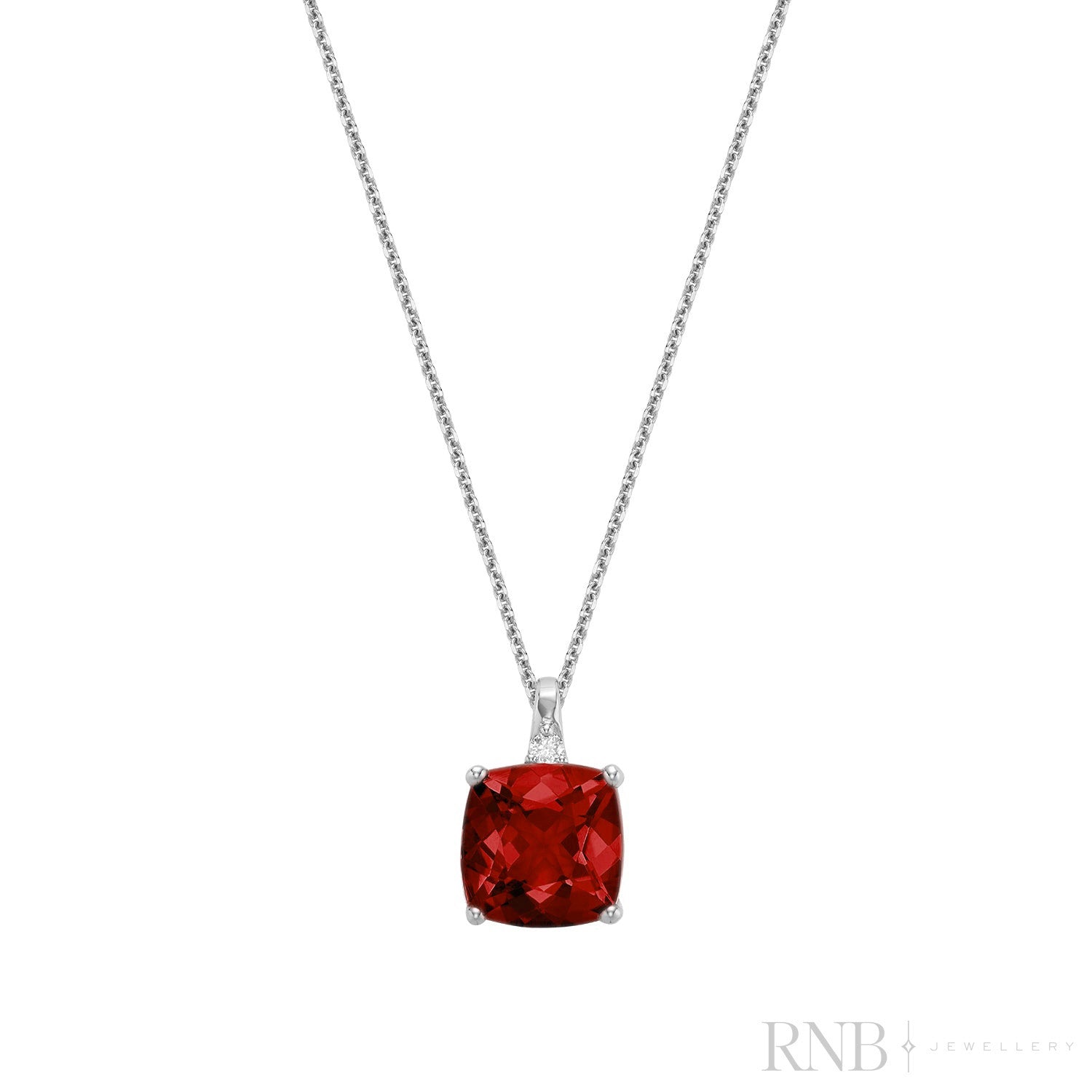 Cushion Cut Colored Stone and Diamond Pendant