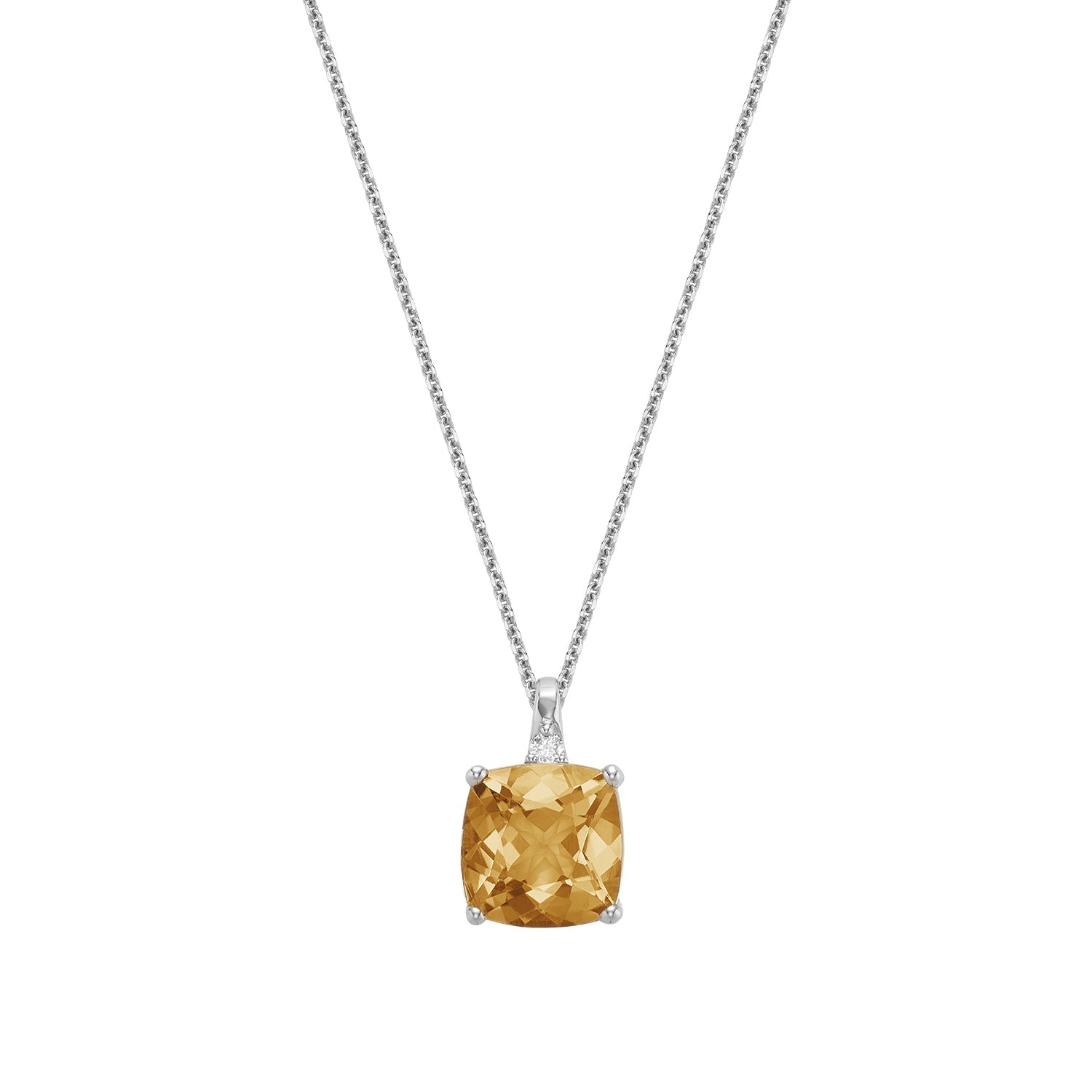 Cushion Cut Colored Stone and Diamond Pendant