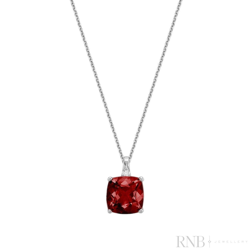 Cushion Cut Colored Stone and Diamond Pendant