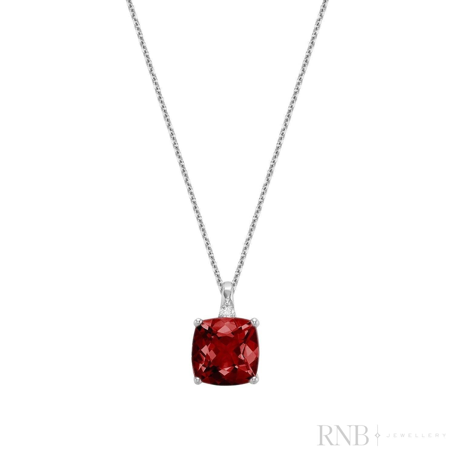 Cushion Cut Colored Stone and Diamond Pendant