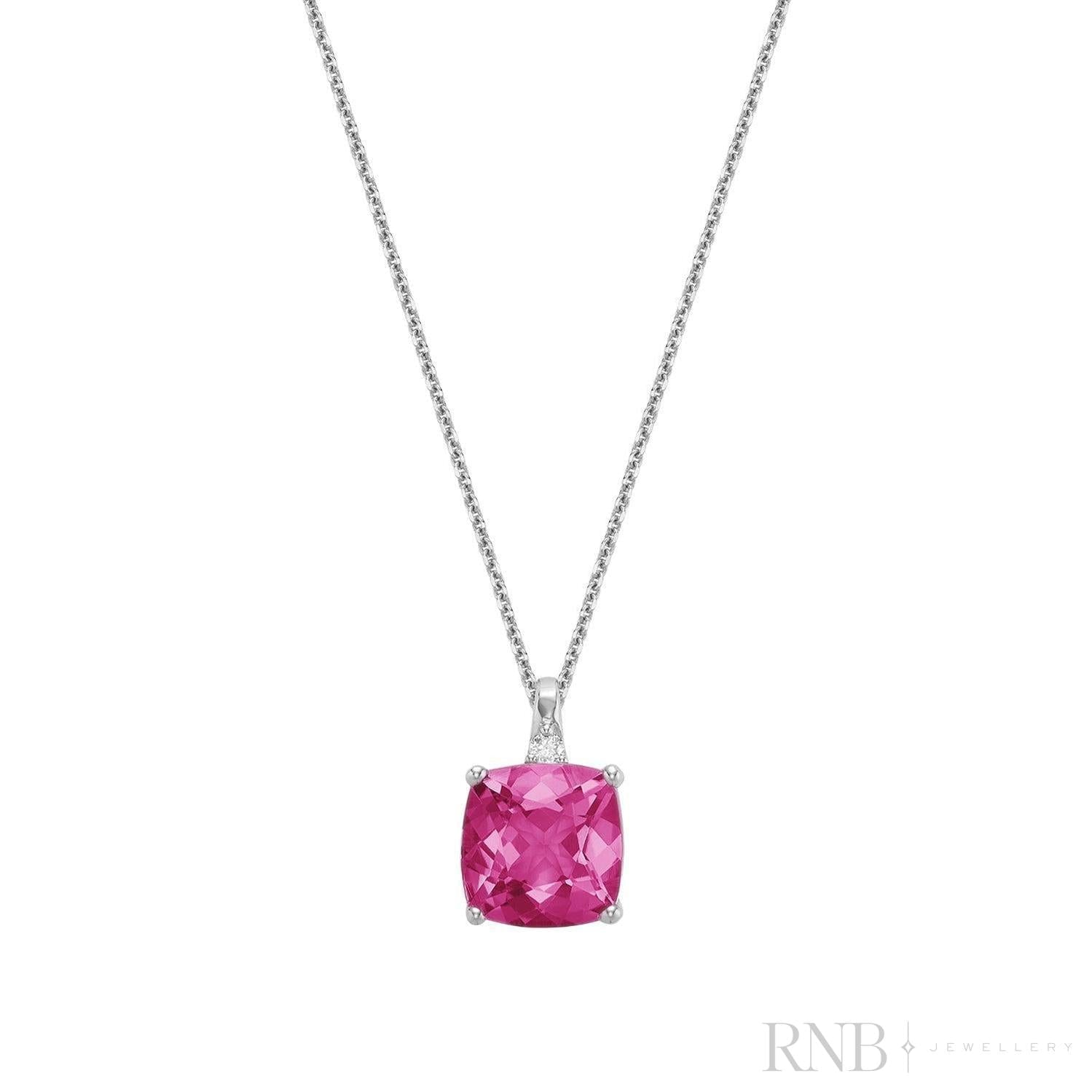 Cushion Cut Colored Stone and Diamond Pendant