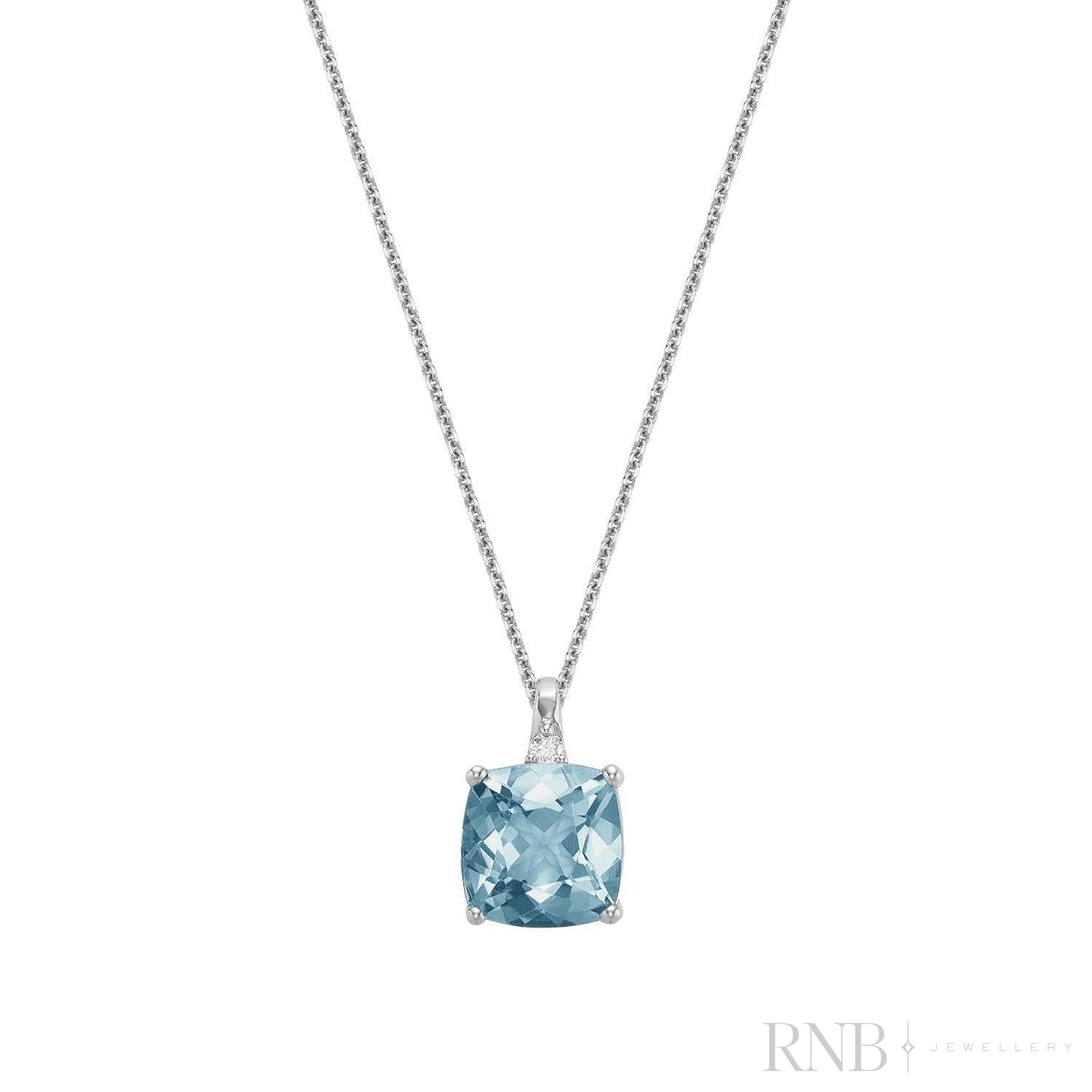 Cushion Cut Colored Stone and Diamond Pendant