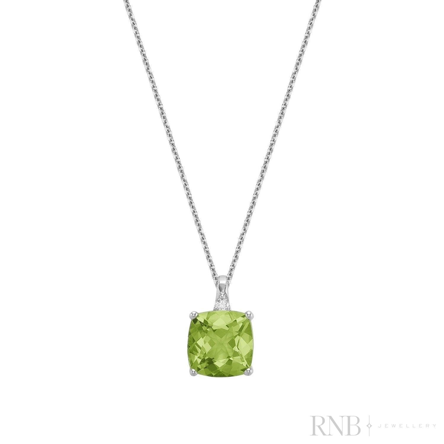 Cushion Cut Colored Stone and Diamond Pendant