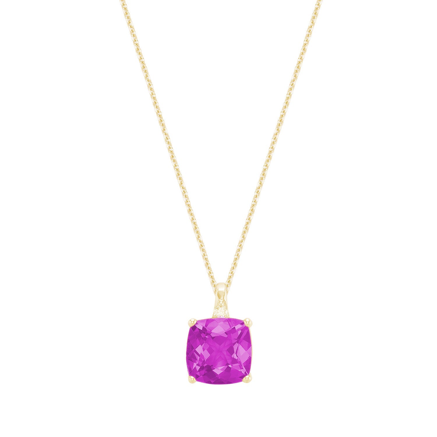 Cushion Cut Colored Stone and Diamond Pendant
