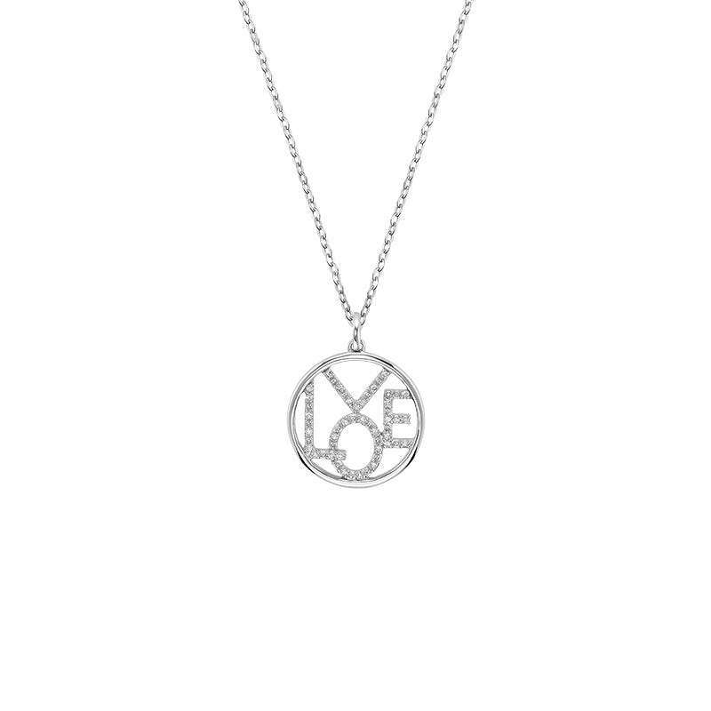 "LOVE" Circle Diamond Pendant