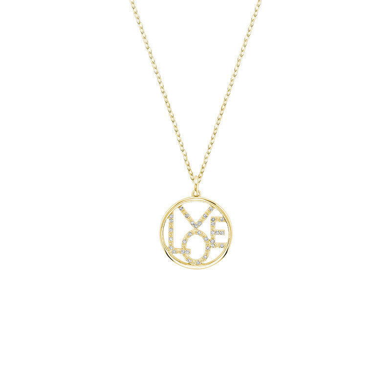 "LOVE" Circle Diamond Pendant