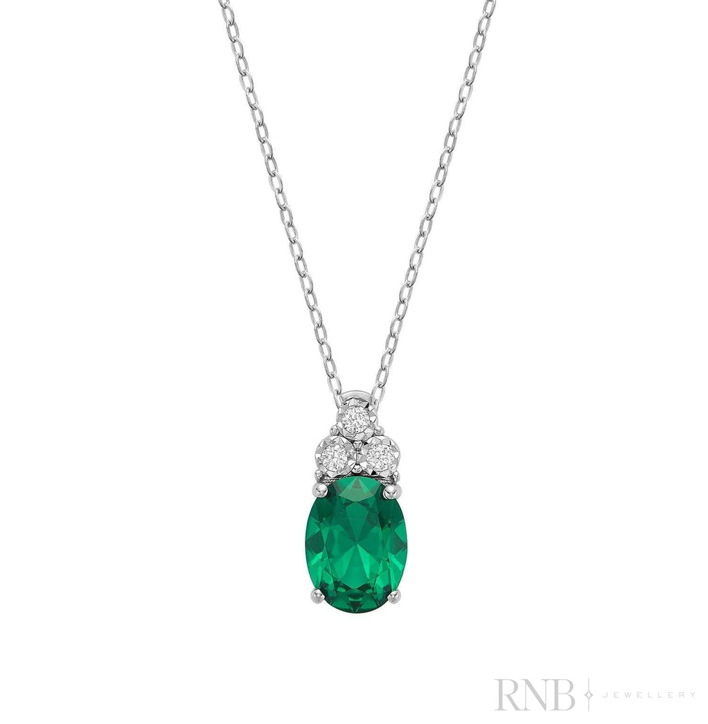 Oval Colored Stone Trinity Diamond Pendant