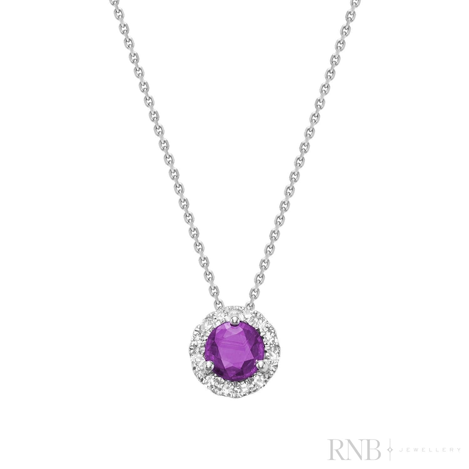 Precious Stone & Diamond Halo Pendant