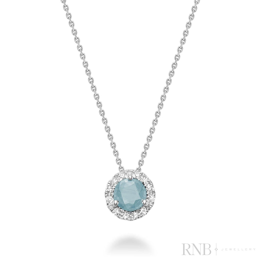 Precious Stone & Diamond Halo Pendant