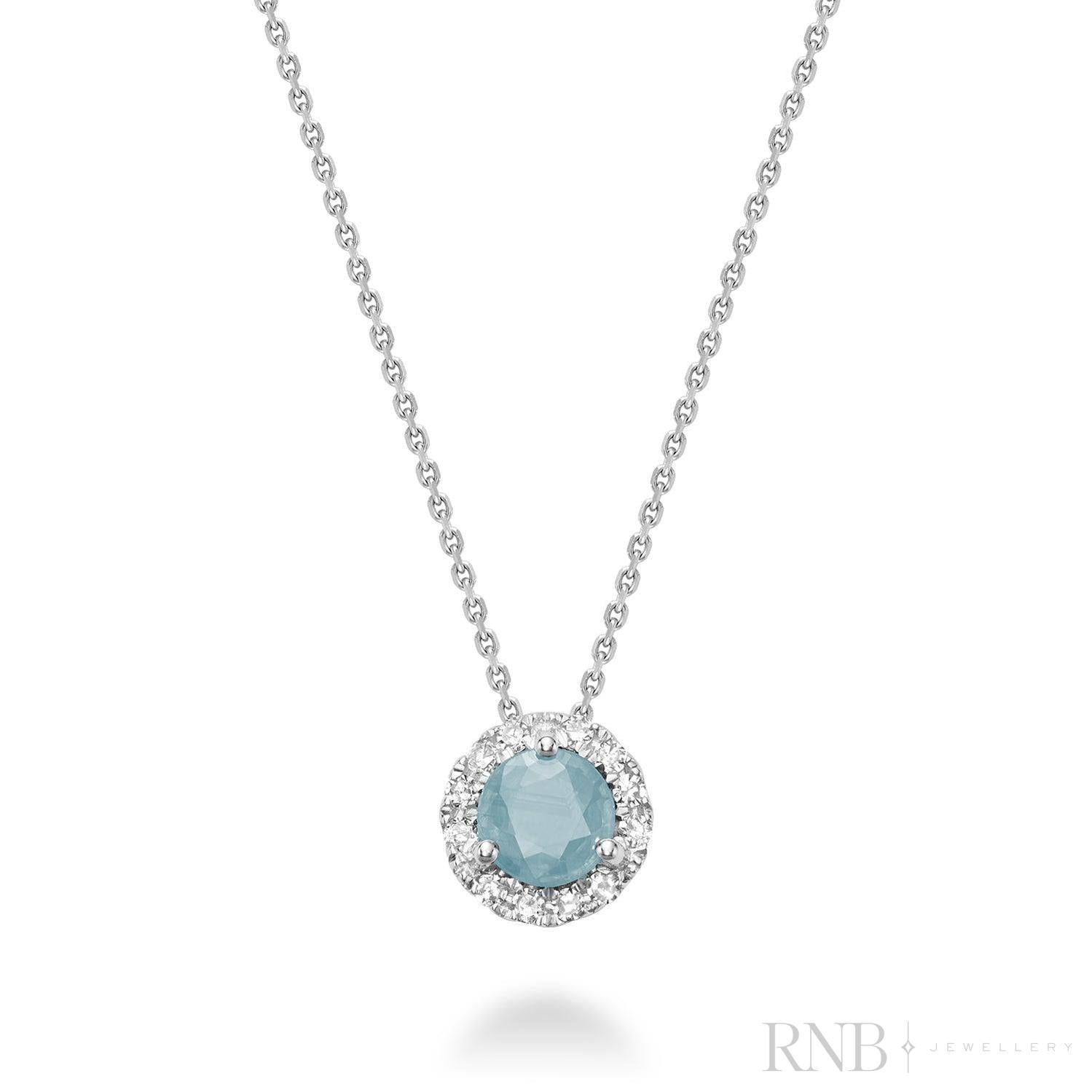 Precious Stone & Diamond Halo Pendant