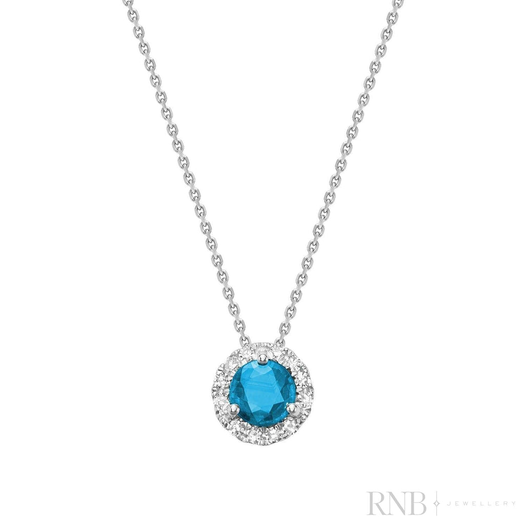 Precious Stone & Diamond Halo Pendant