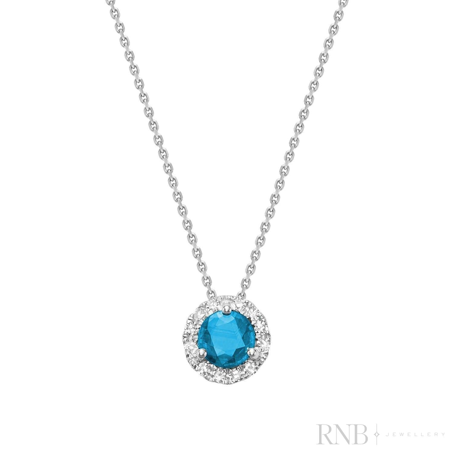 Precious Stone & Diamond Halo Pendant