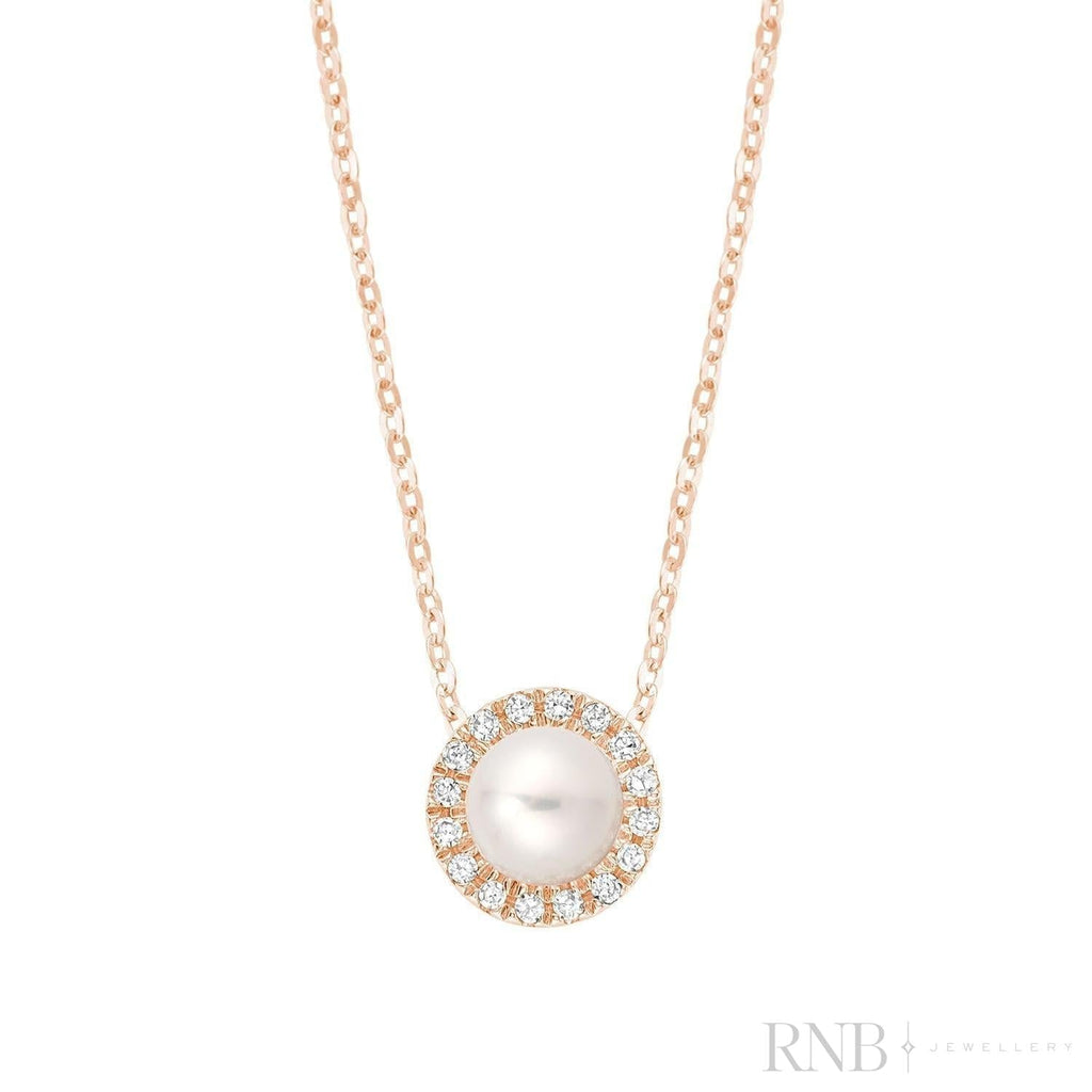 Pearl & Halo Diamond Pendant