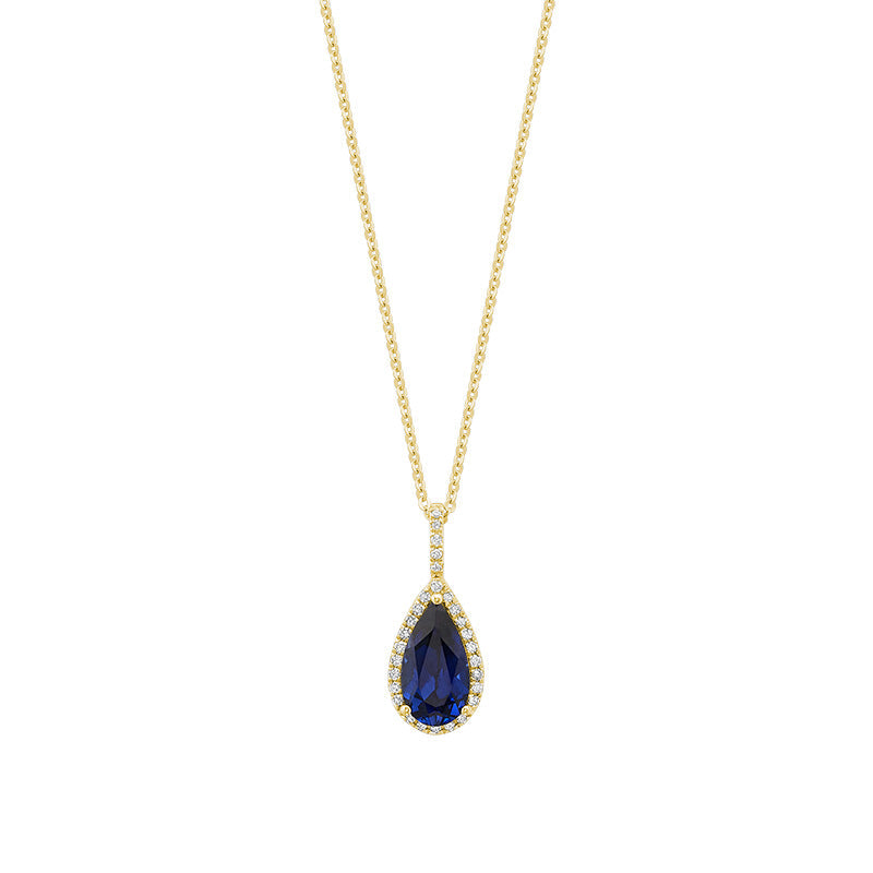 Pear Shape Colored Stone & Diamond Pendant