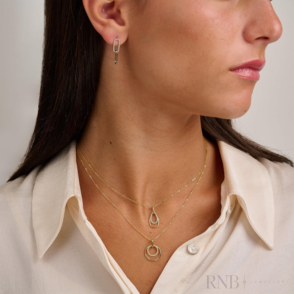 Diamond Paper-Clip Dangle Earrings