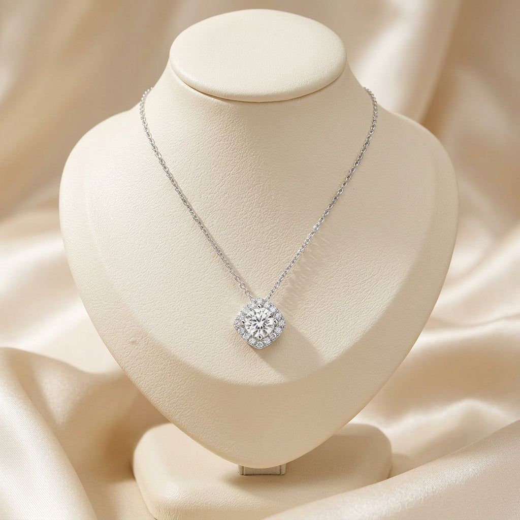 Cushion Shape Halo Diamond Pendant