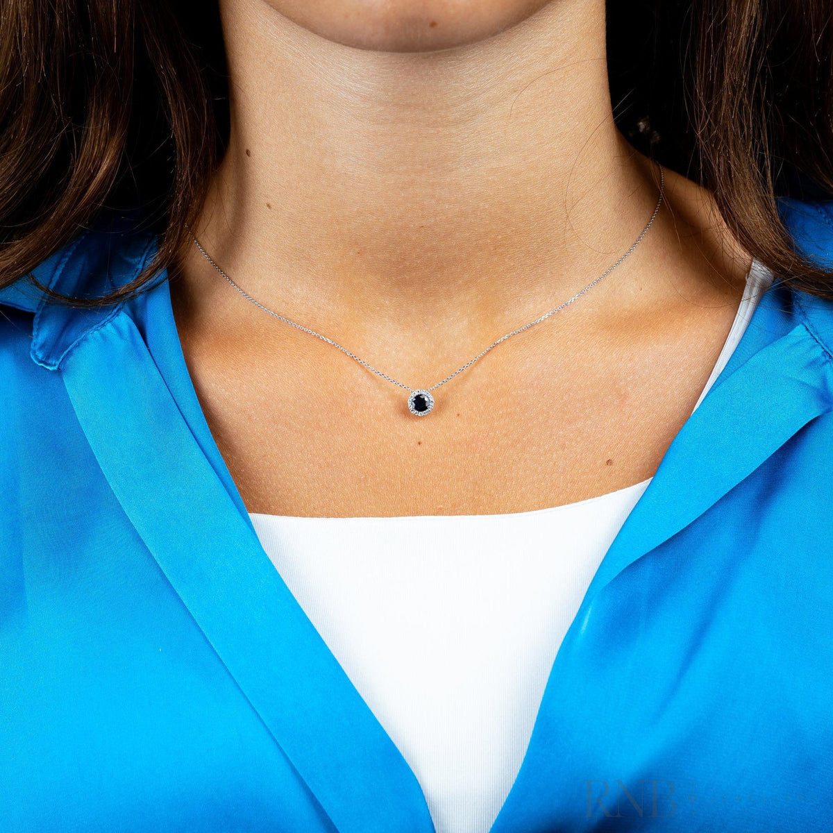 Precious Stone & Diamond Halo Pendant
