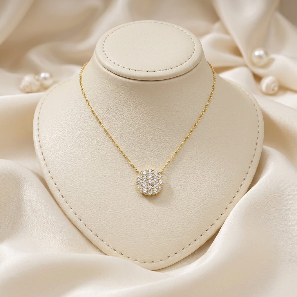 Pave Round Diamond Necklace