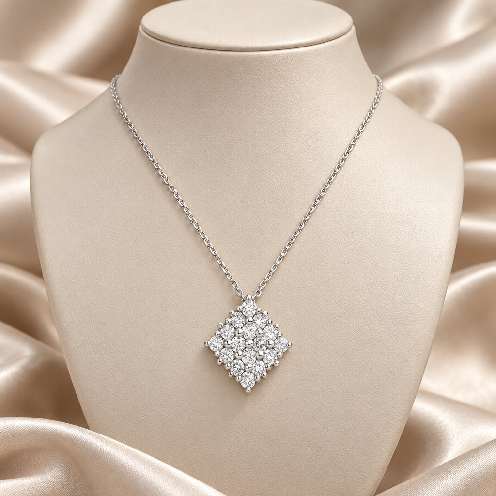 Square Pave Diamond Pendant