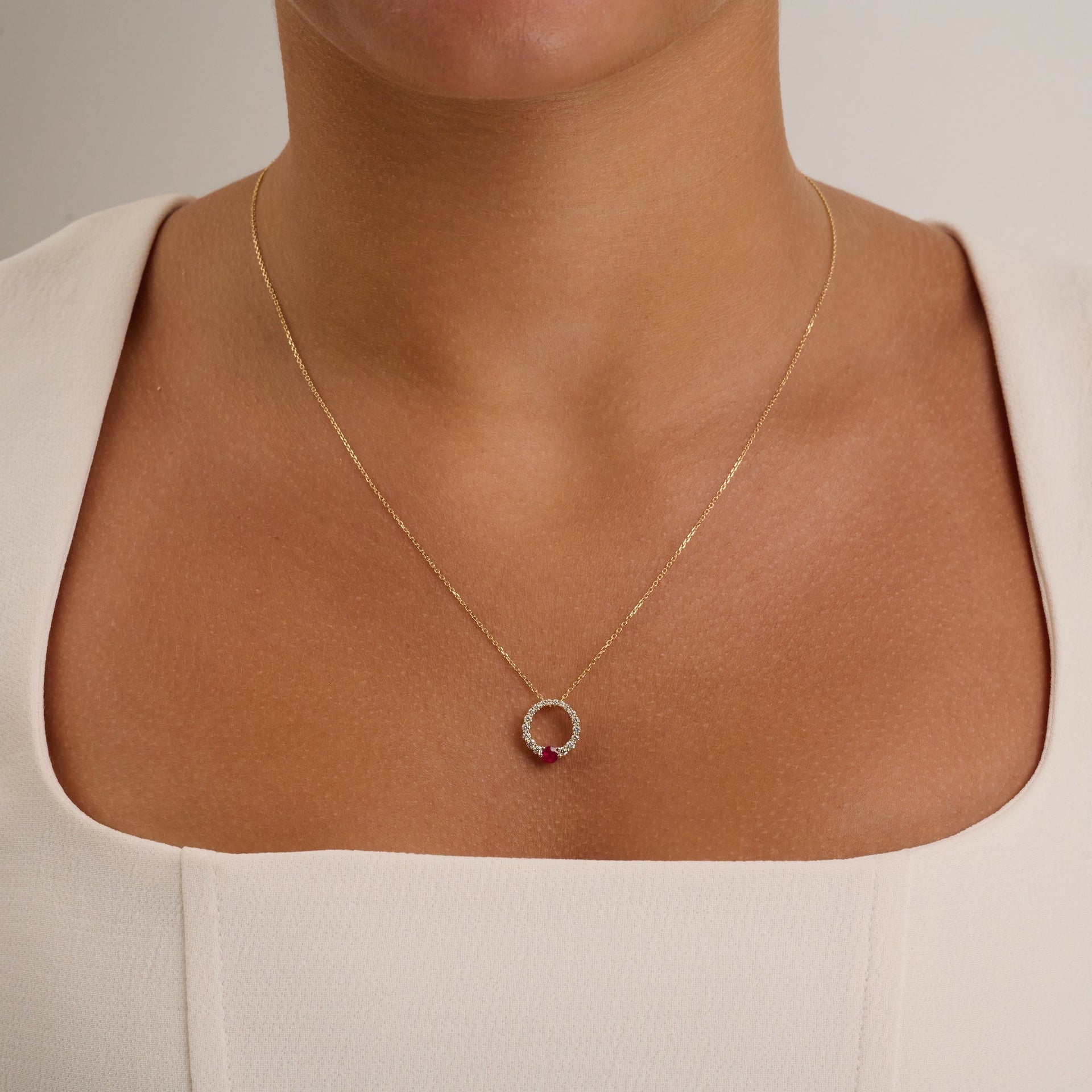 Precious Stone & Circle of Life Diamond Pendant