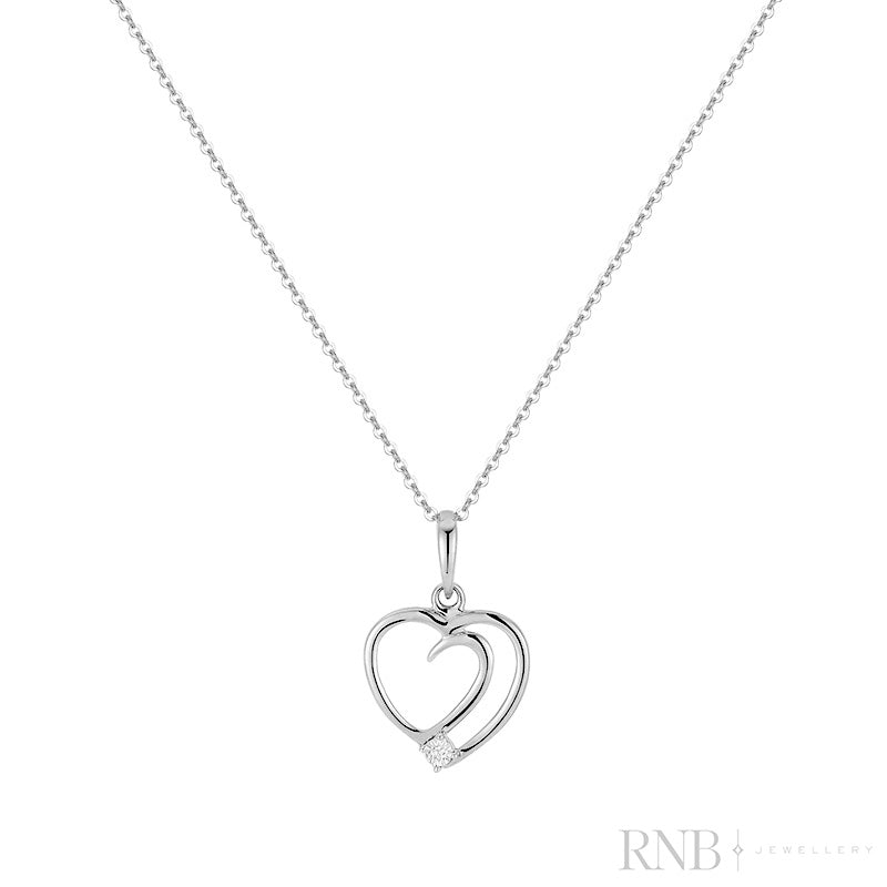 Wave Heart & Solitaire Diamond Pendant