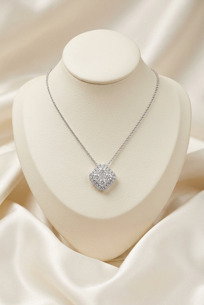 Cushion Illusion Set Diamond Necklace