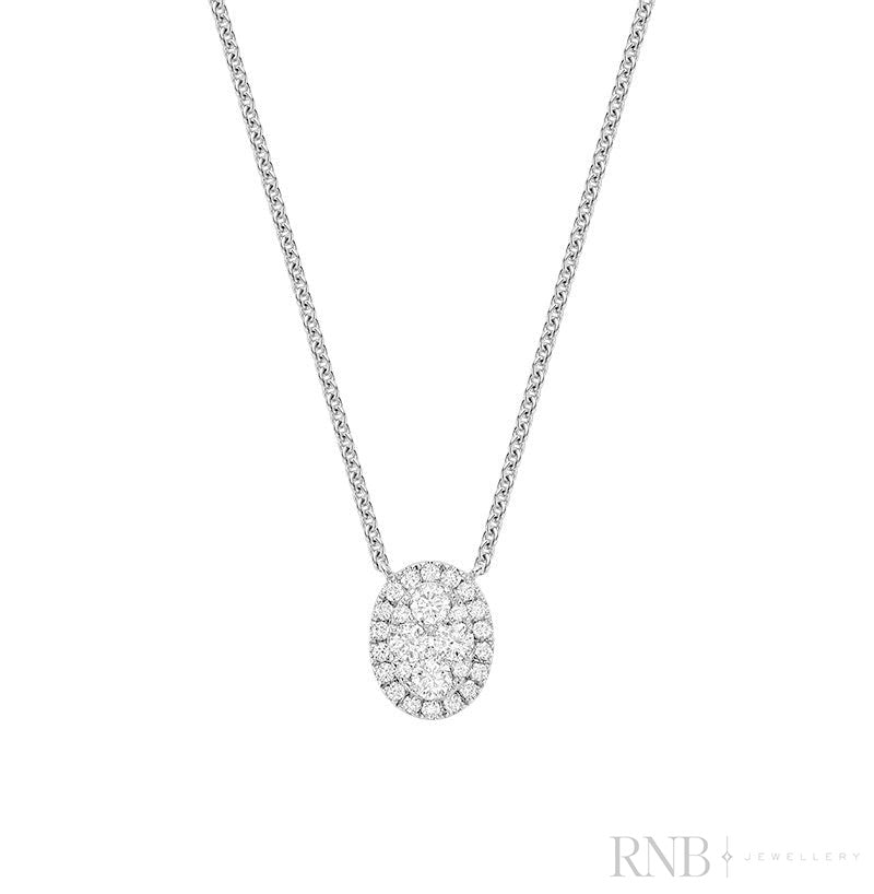 Oval Halo Illusion Diamond Pendant