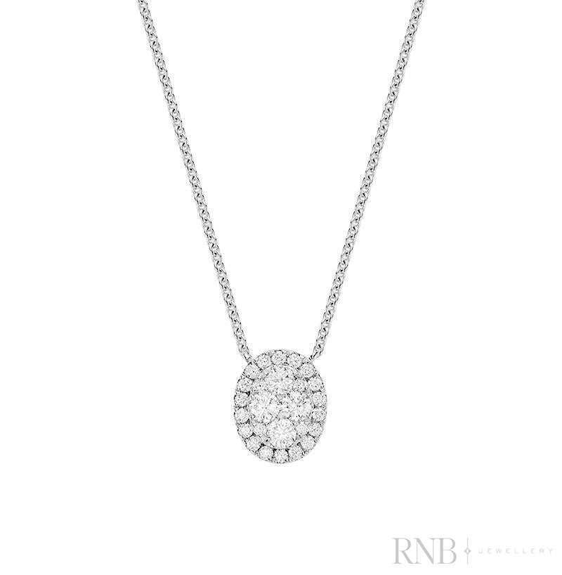 Oval Halo Illusion Diamond Pendant