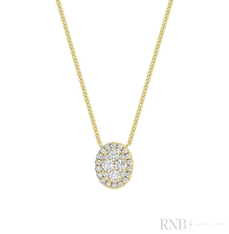 Oval Halo Illusion Diamond Pendant