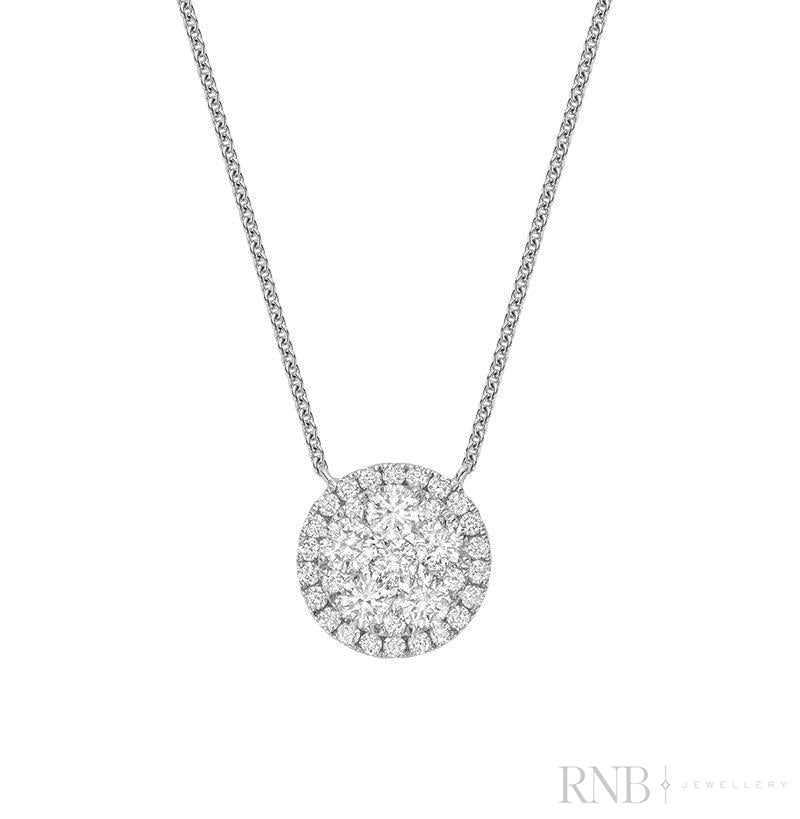 Round Halo Illusion Diamond Pendant