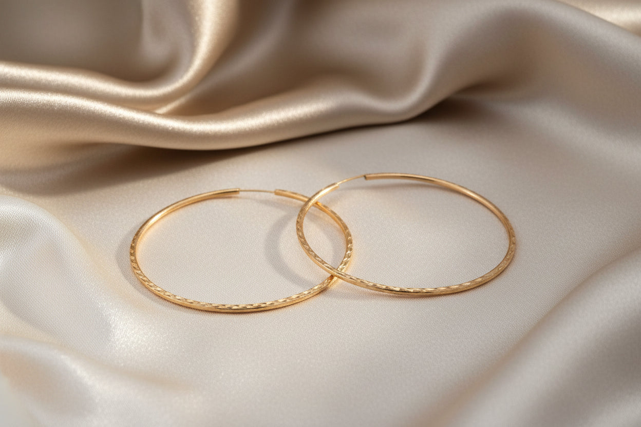 10K Rose gold 30mm diamond cut hoops