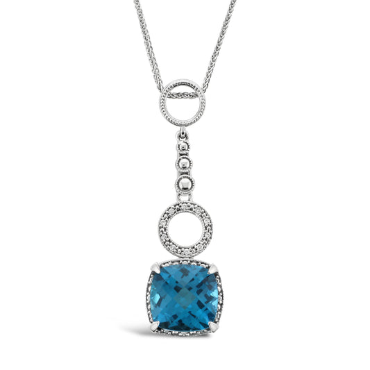 Blue Topaz & Diamond Pendant