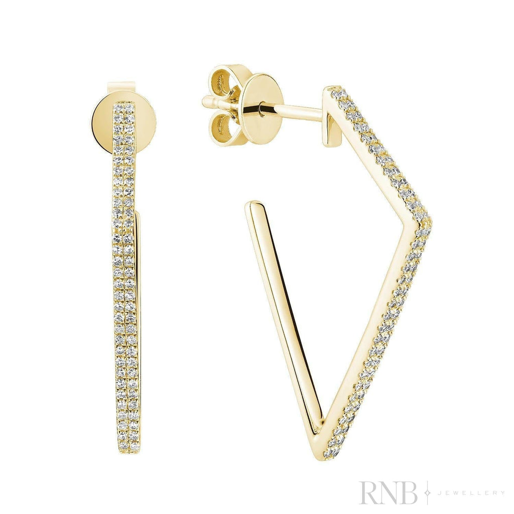Triangular Diamond Loop Earrings