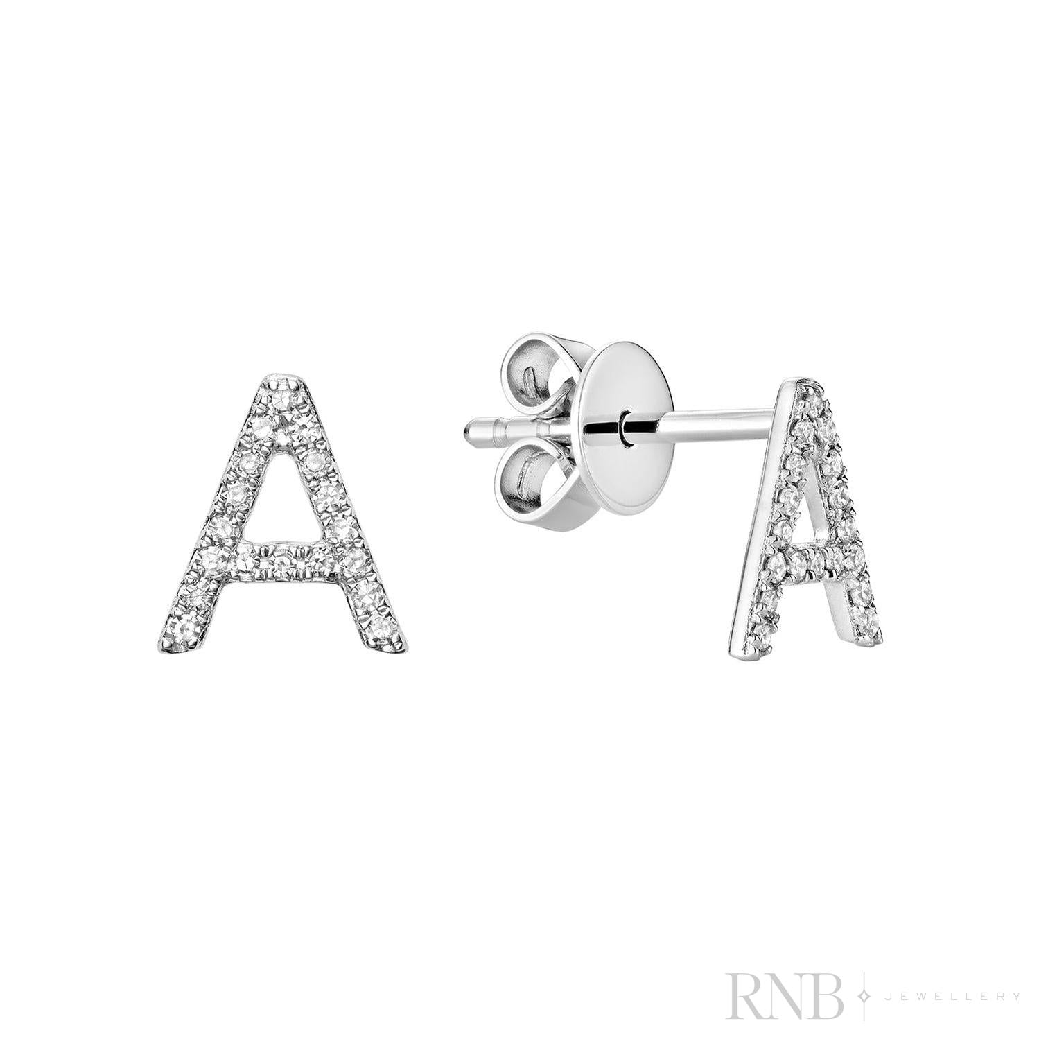 Diamond Initial Stud Earrings (Single)