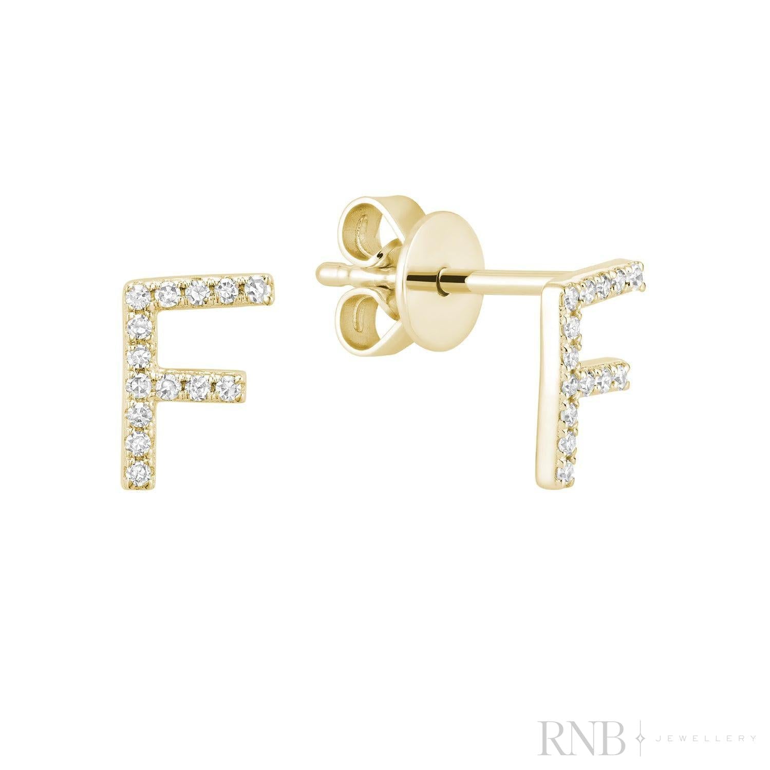 Diamond Initial Stud Earrings (Single)