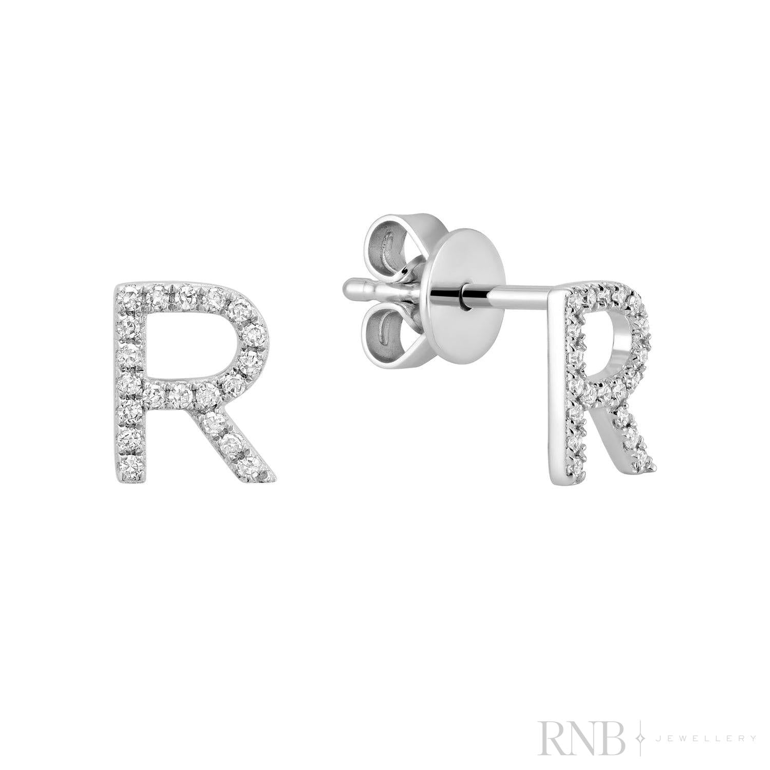 Diamond Initial Stud Earrings (Single)