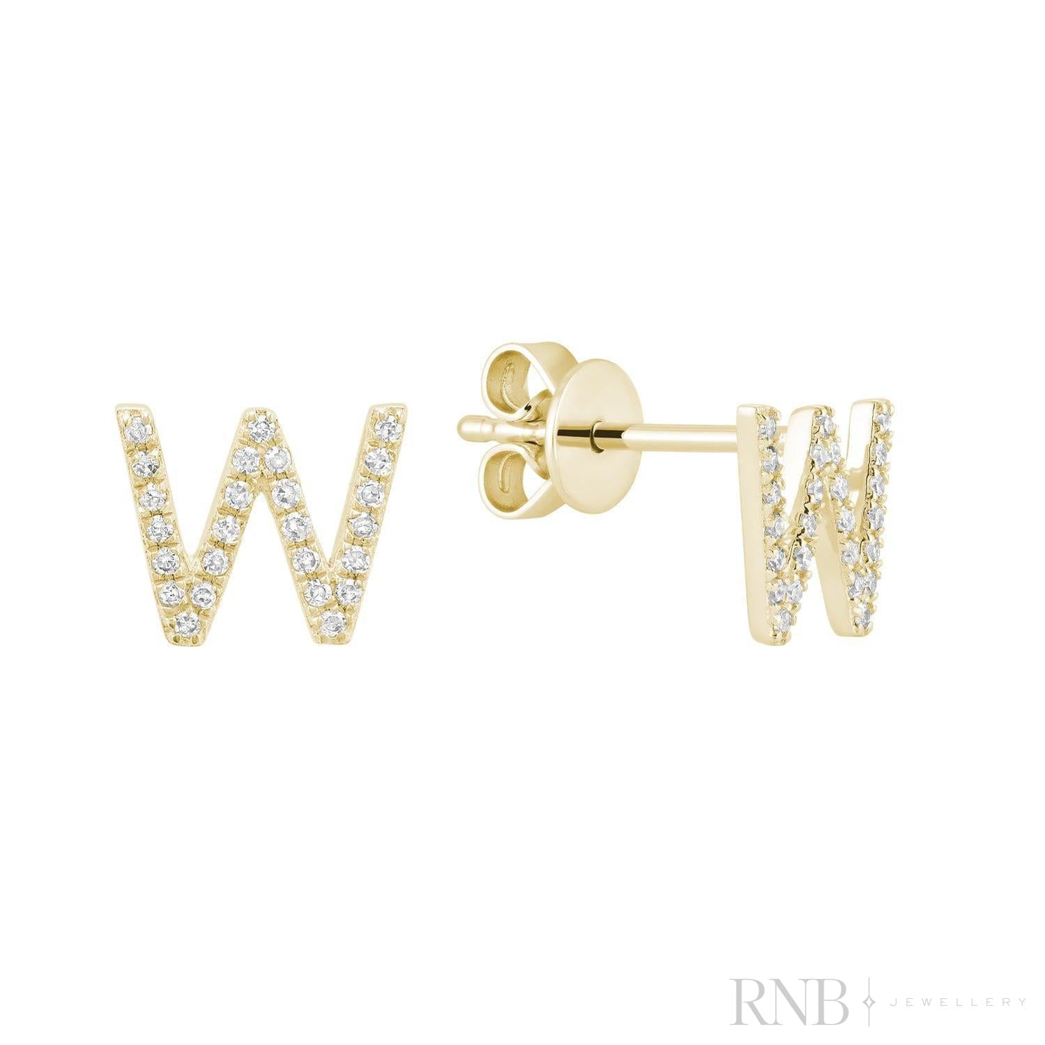 Diamond Initial Stud Earrings (Single)