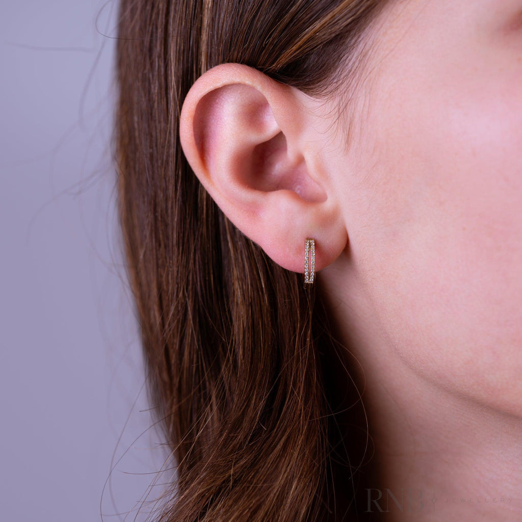 Double Row Diamond Huggie Earrings