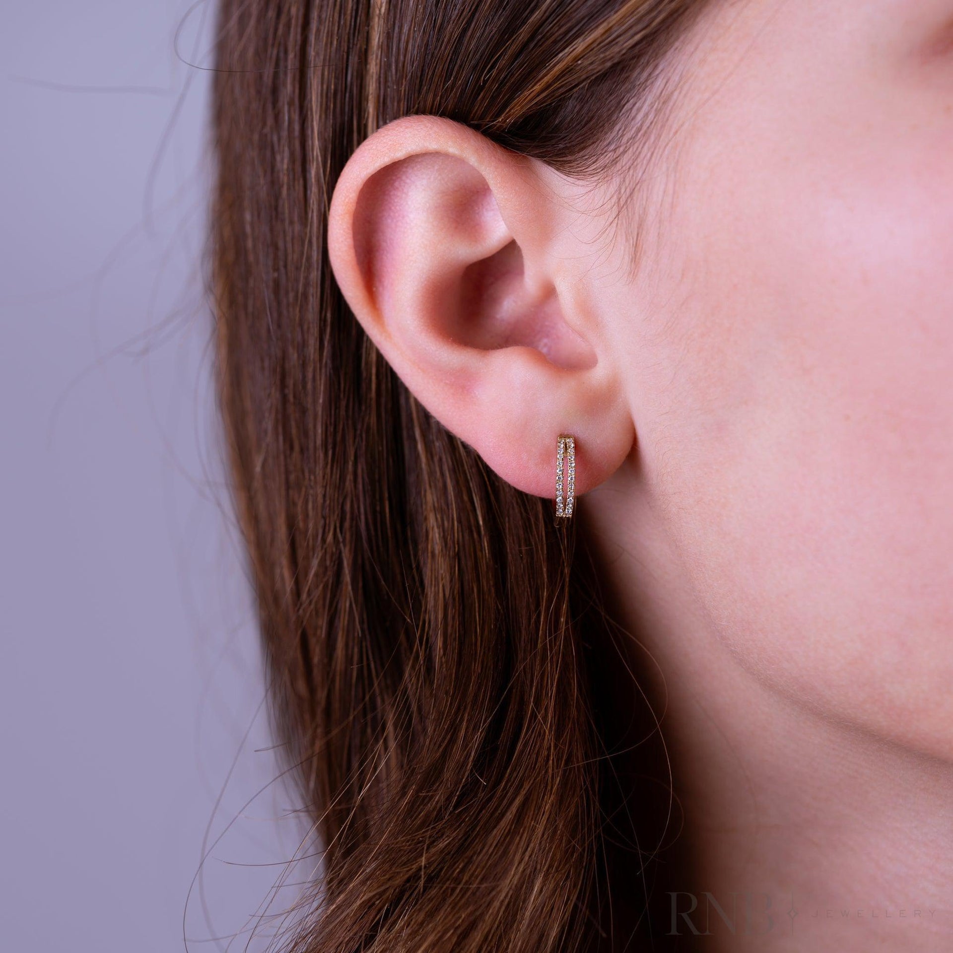 Double Row Diamond Huggie Earrings