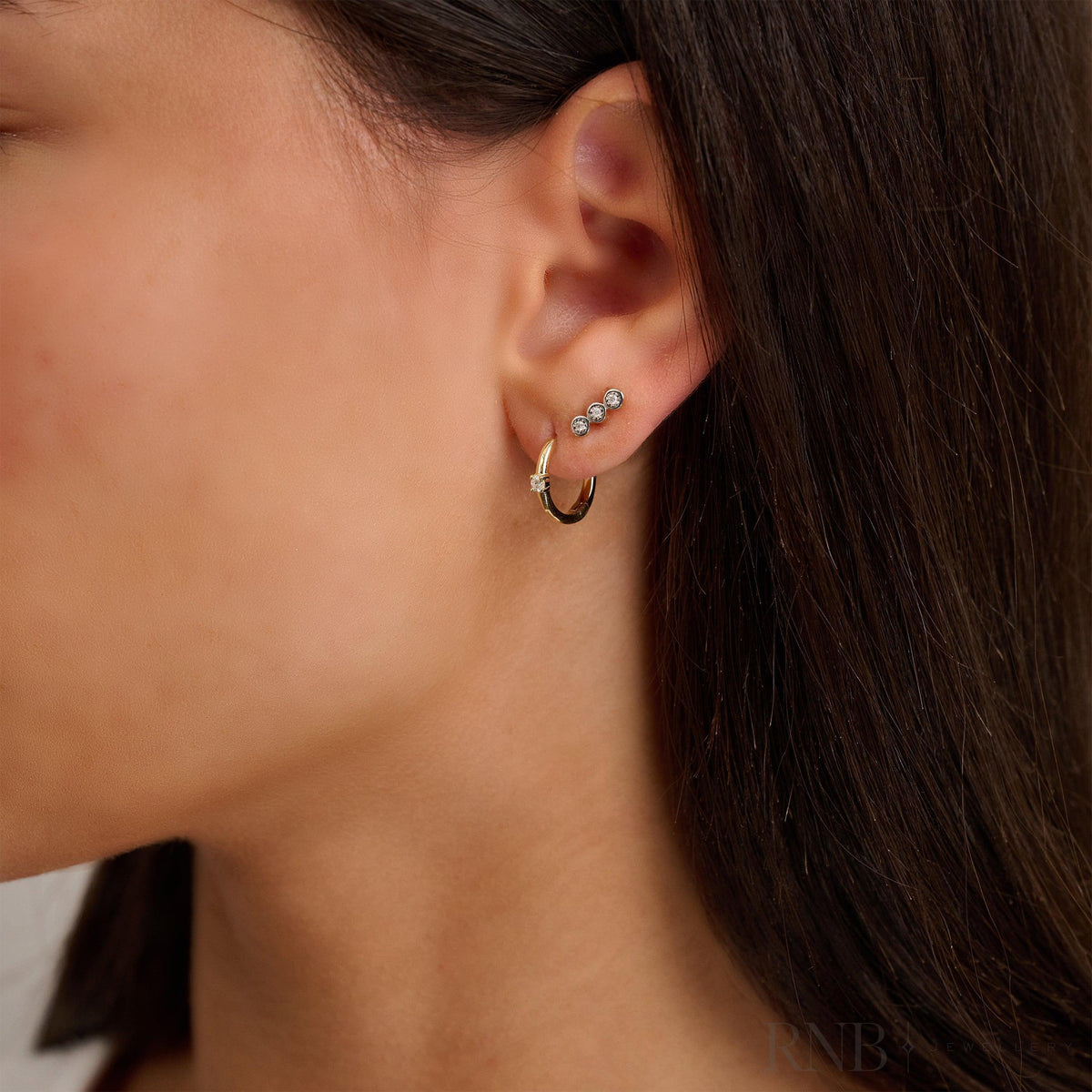 Trinity Bezel Illusion Diamond Stud Earrings