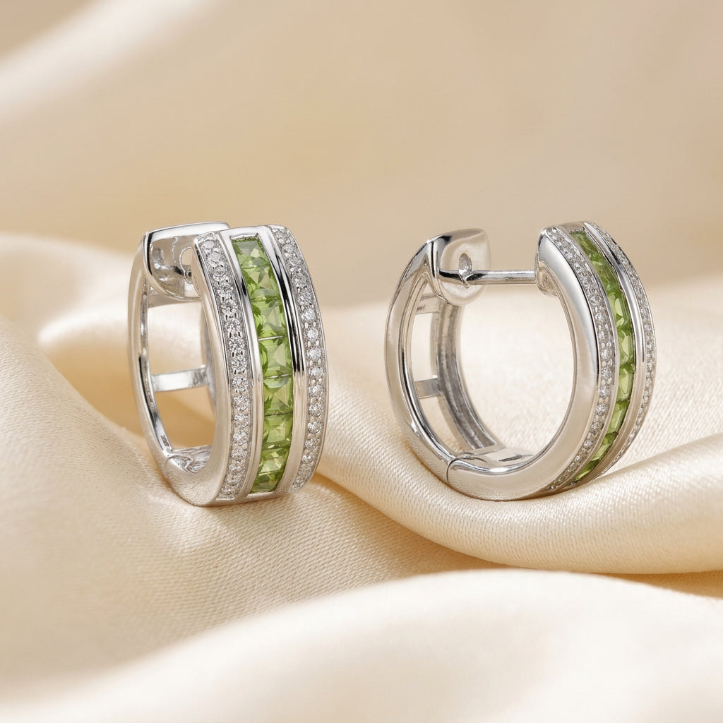 Precious Stones & Diamond Huggie Earrings