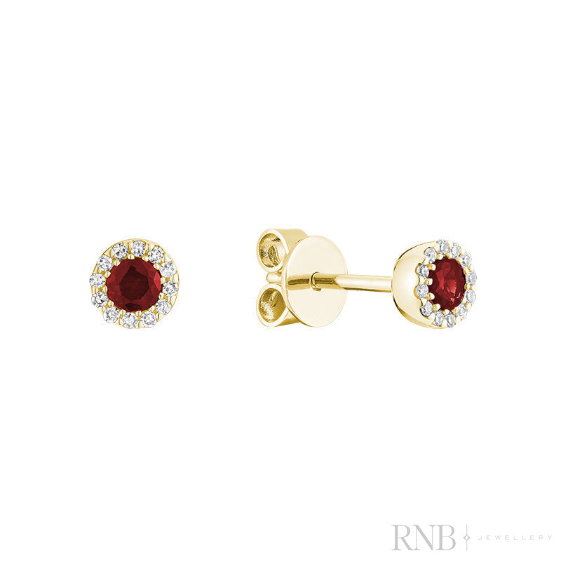Precious Stone & Halo Diamond Earring