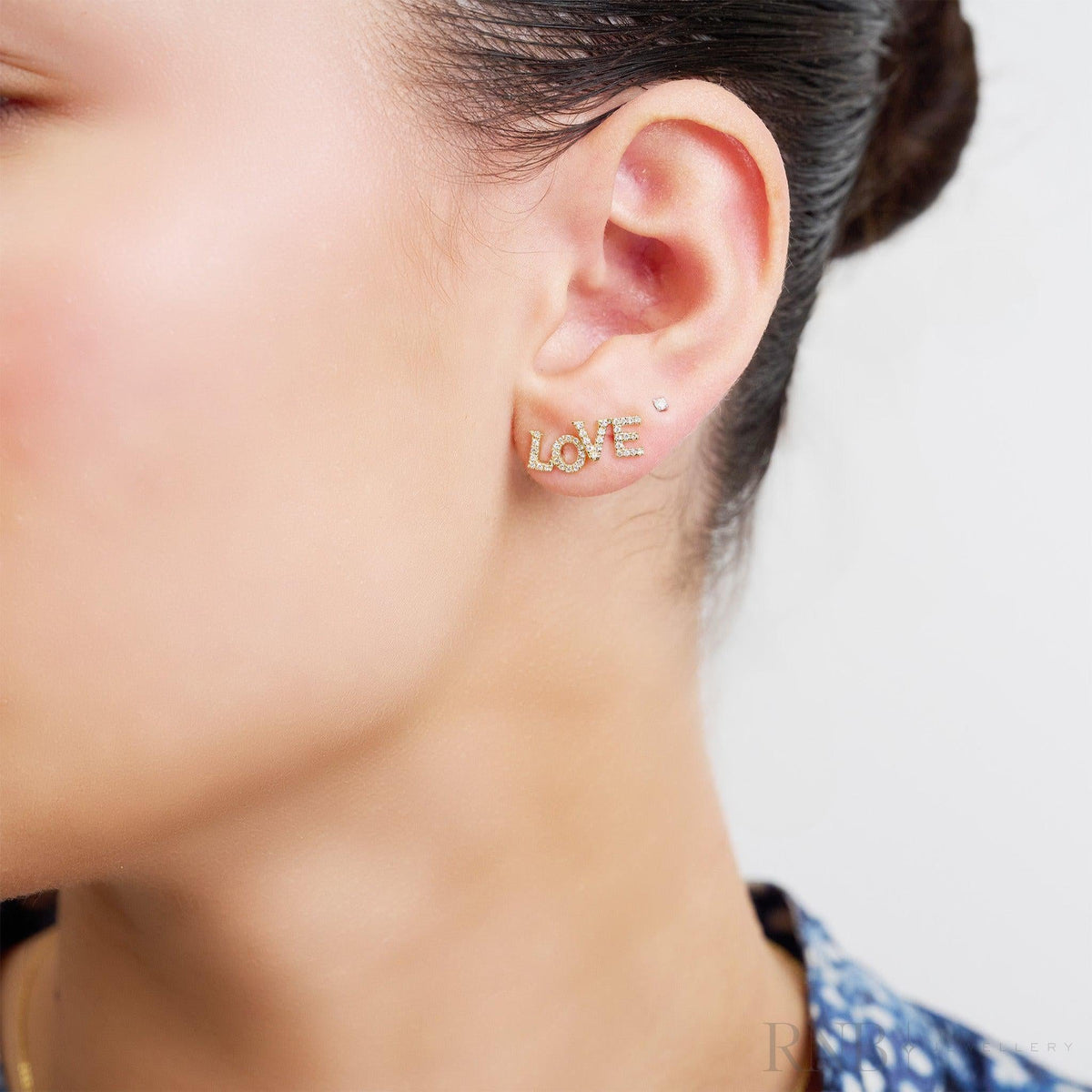 "LOVE" DIamond Stud Earrings